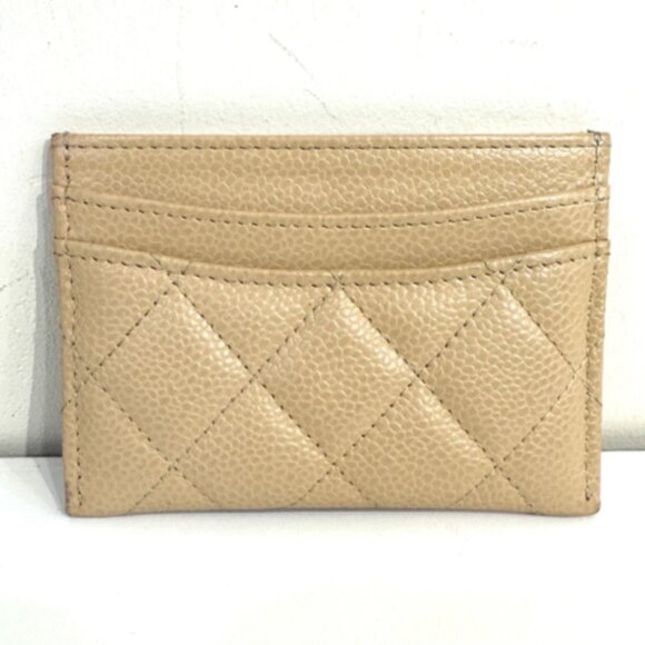 Chanel Card Case Holder Wallet Beige Caviar Leather Gold Hardware - Picture 2 of 5